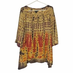 Citron Tie-Dye 3/4 Sleeve Blouse with Pocket L